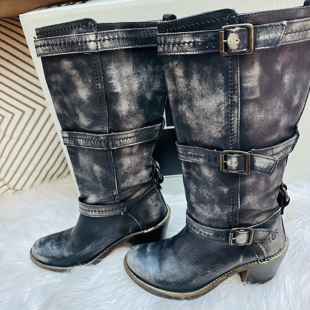 Frye Carmen 3 Strap Distressed Boot.